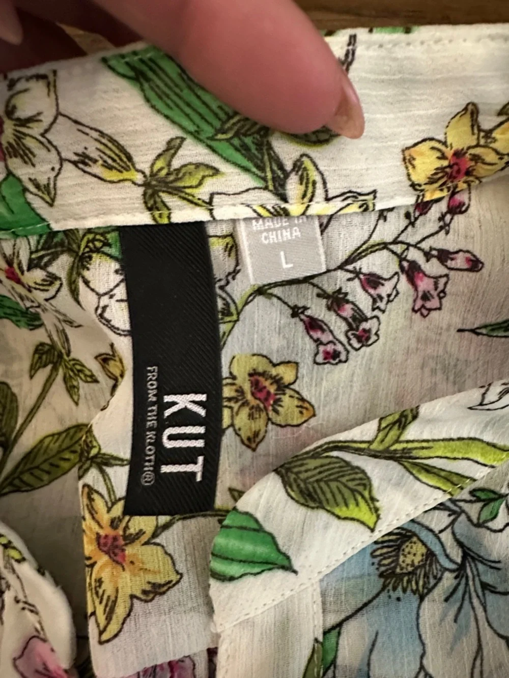 NWOT  KUT from KLOTH Jasmine sheer Cream Pink L Button Blouse
